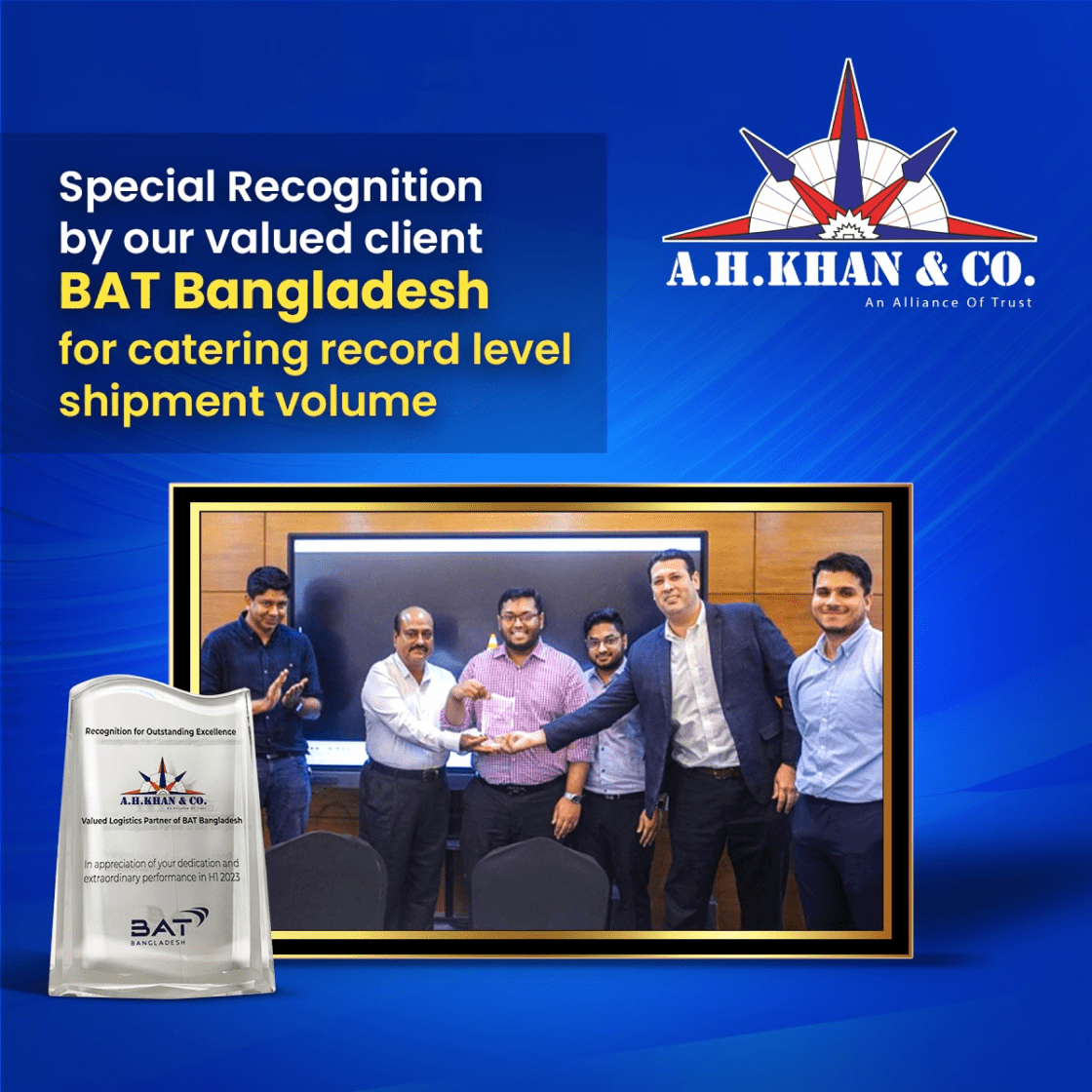 Record Level Shipment Catering Award for 2023 by BAT Bangladesh